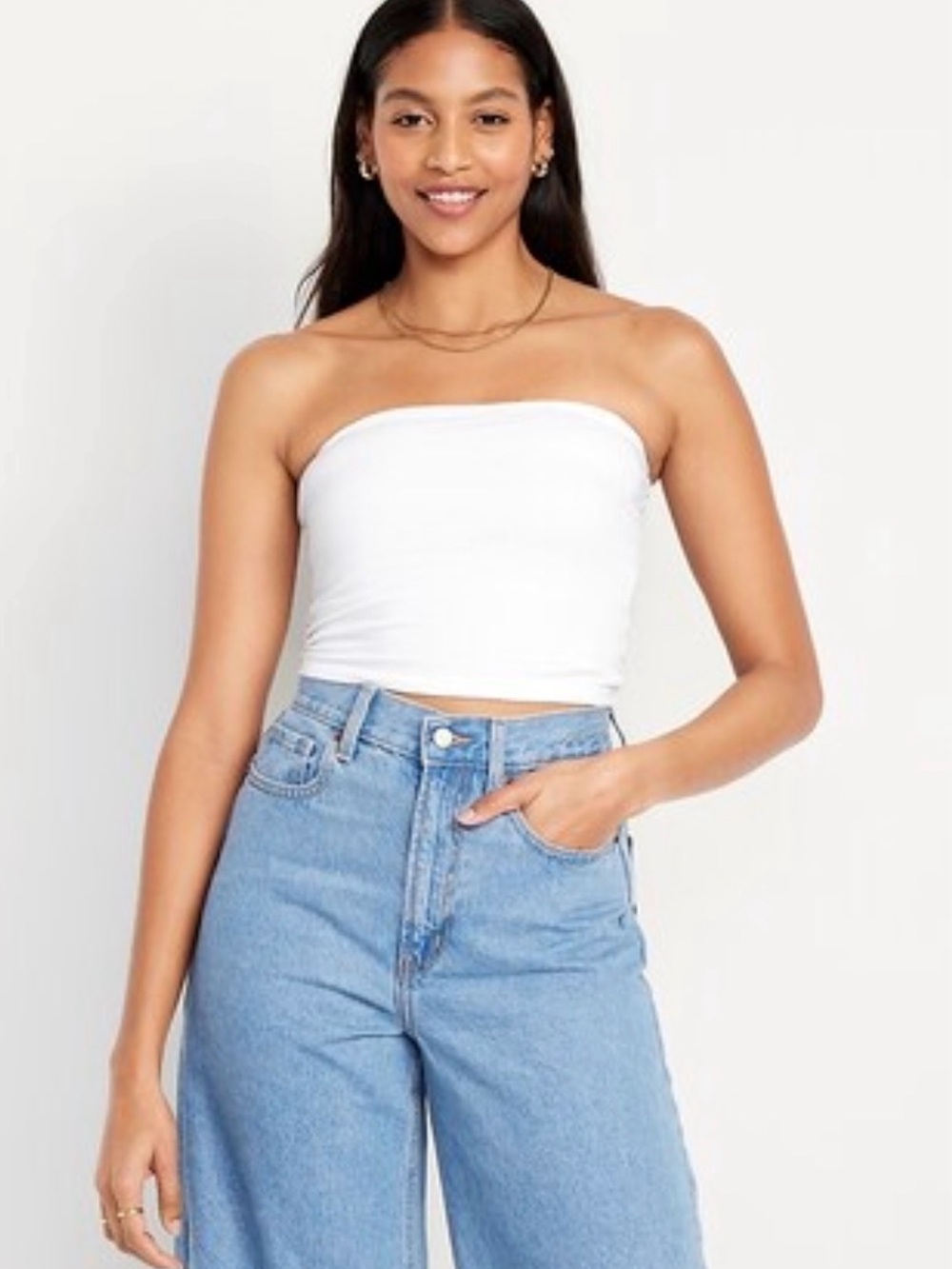 Old Navy White Strapless Tube Crop Top